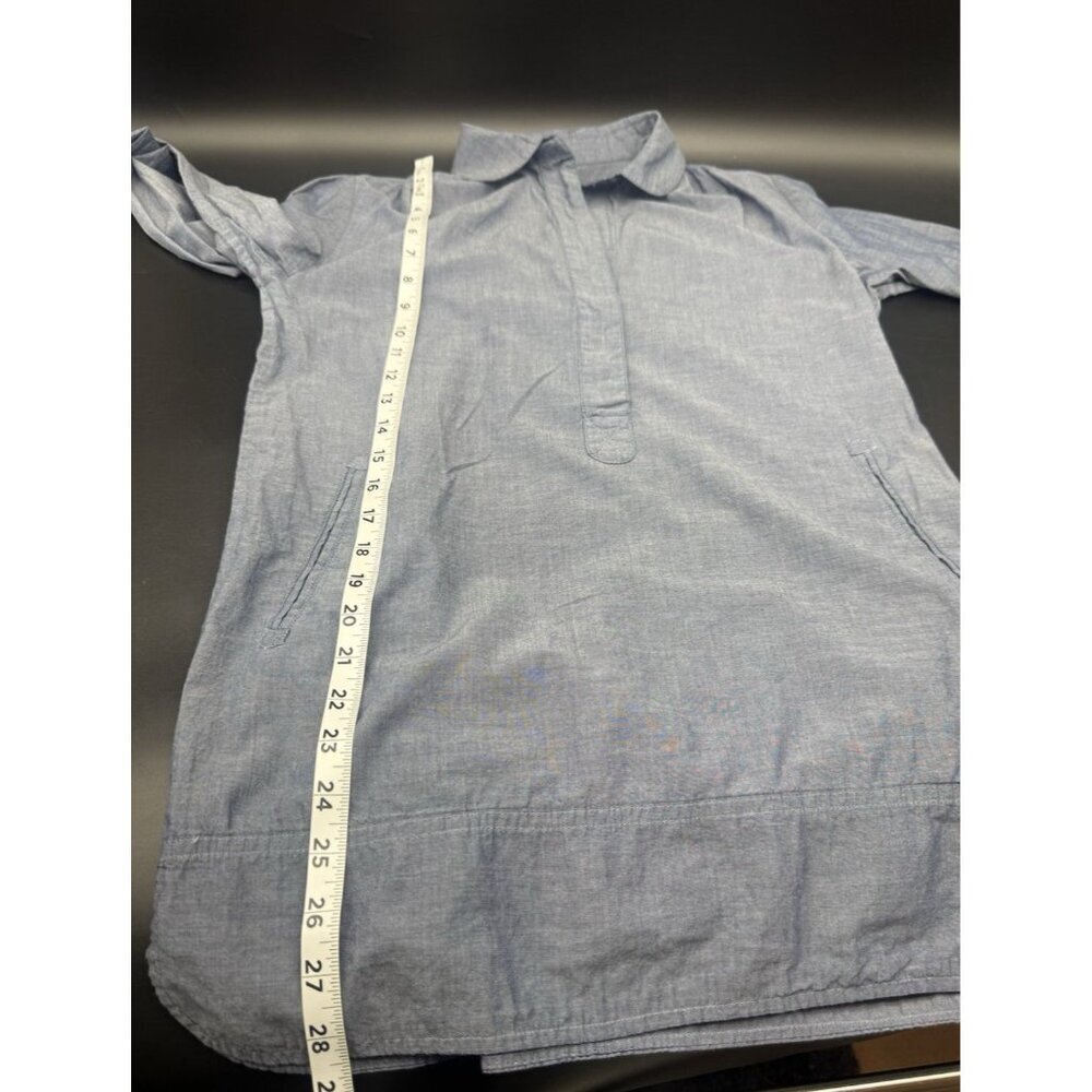 Womens Blue Chambray Long Sleeve Tunic Top XS Coastal‎ Minimalist Capsule Travel - Picture 9 of 9